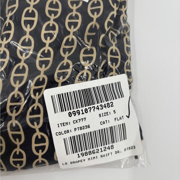 J. Crew Amelia Popover Black Shirtdress in Gold Chain Print Size Small - Picture 5 of 9